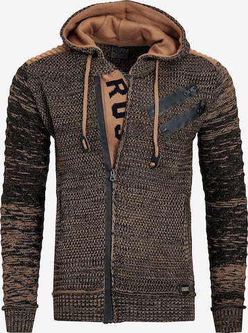 Rusty Neal Knit Cardigan in Brown: front