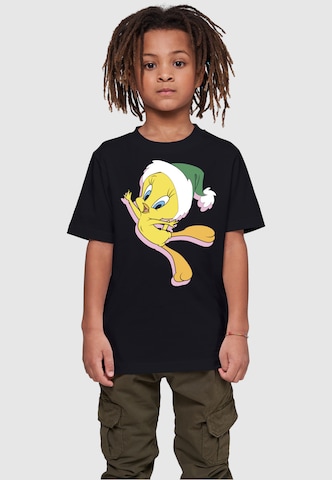 ABSOLUTE CULT Shirt 'Looney Tunes - Tweety Christmas Hat' in Black: front