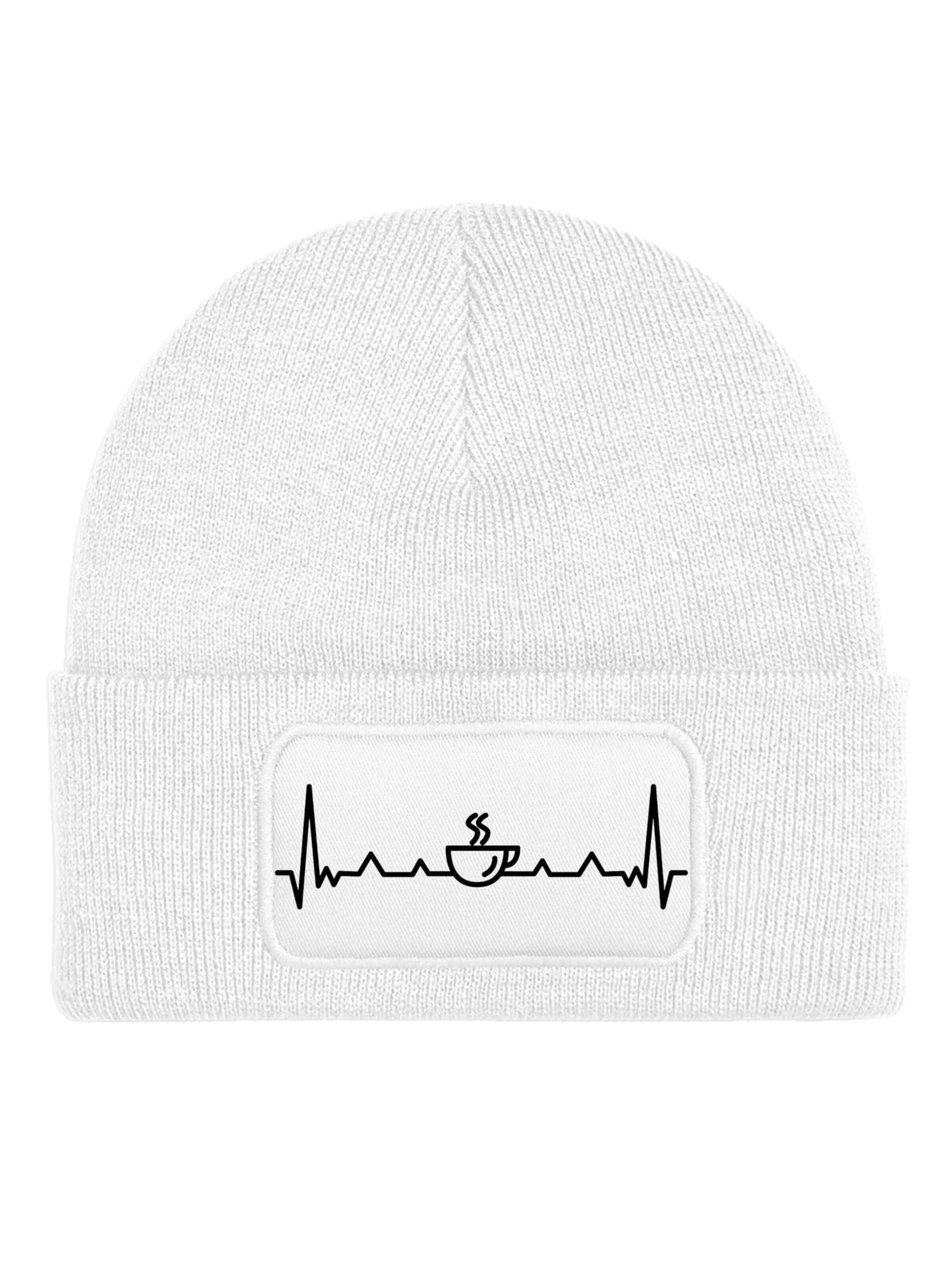 Youth Designz Beanie 'Heartbeat Kaffee' in White: front