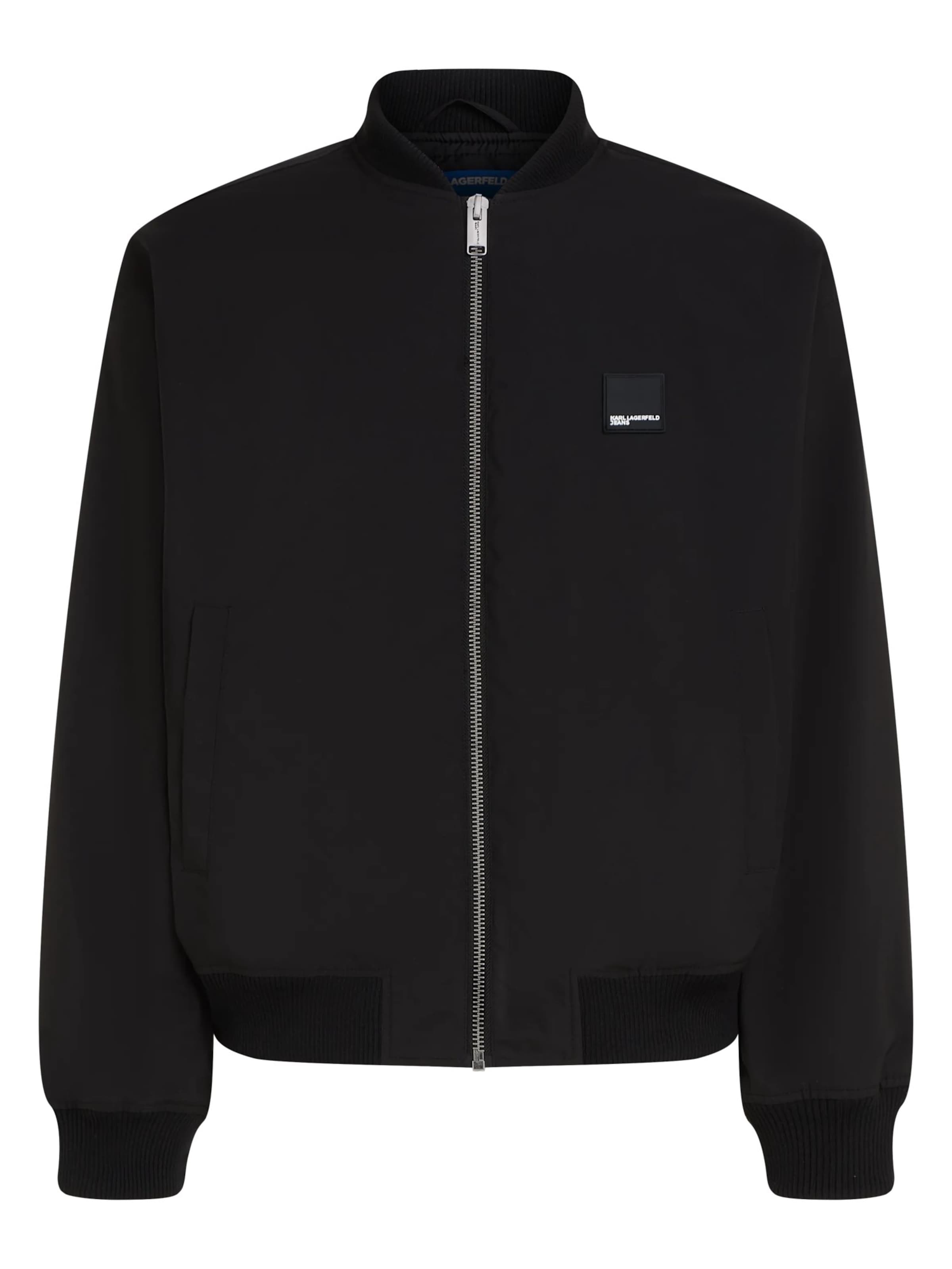 KARL LAGERFELD JEANS Φθινοπωρινό και ανοιξιάτικο μπουφάν ' Bomberjacke mit Reißverschluss ' σε μαύρο: μπροστά