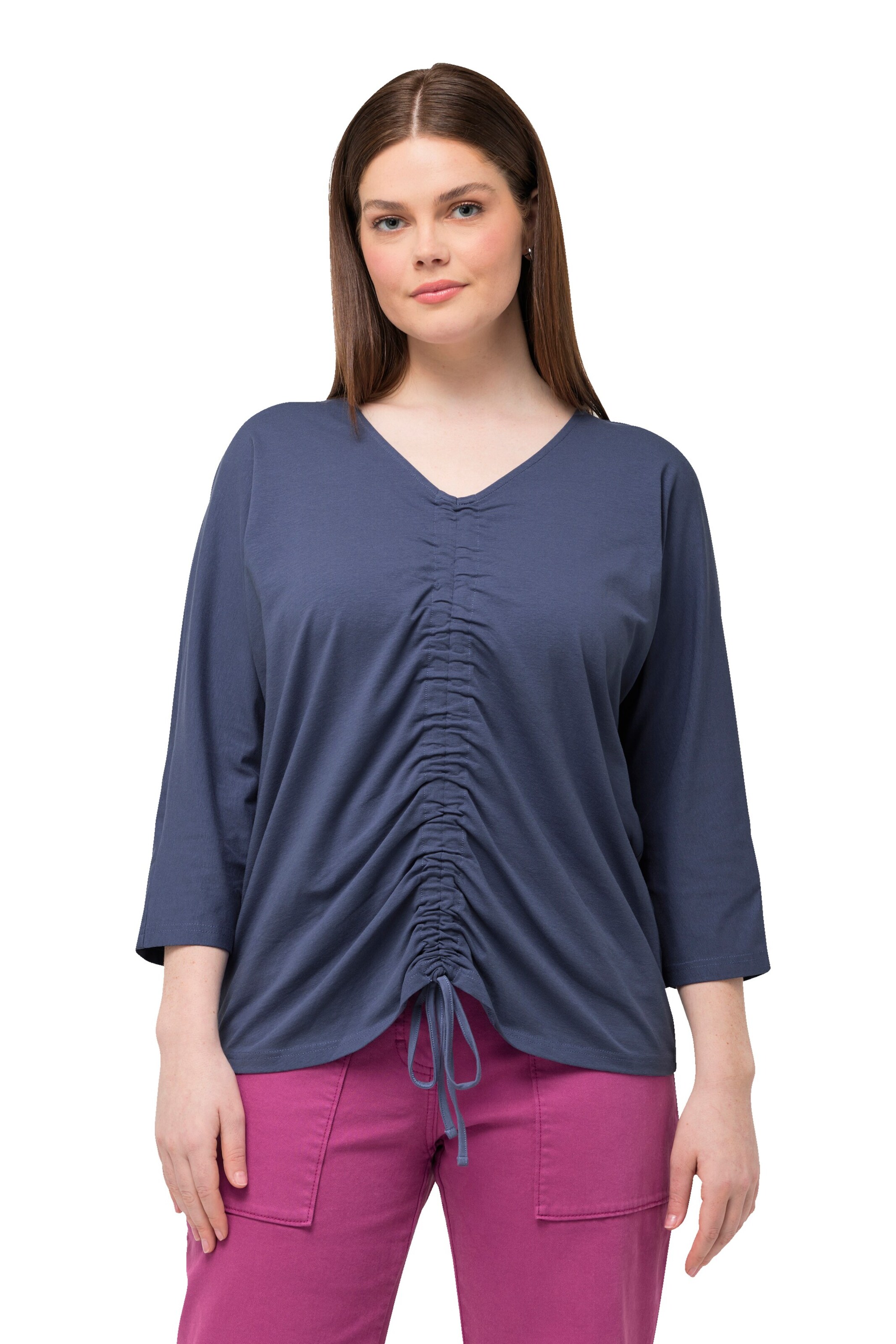 T-shirt Ulla Popken en bleu : devant