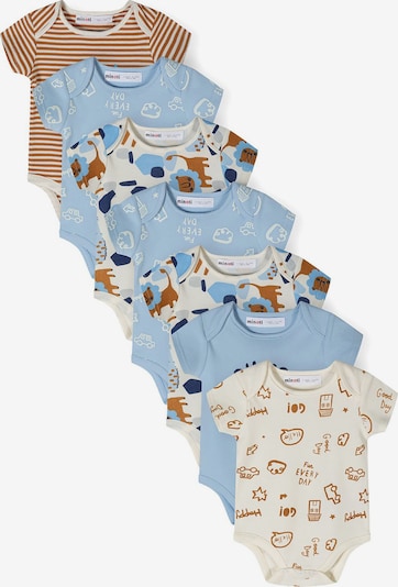 MINOTI Dječji bodi u boja pijeska / mornarsko plava / svijetloplava / konjak, Pregled proizvoda