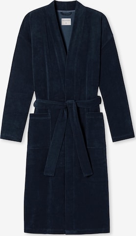 SCHIESSER Bademantel lang 'Feather Terry' in Blau: Vorderseite
