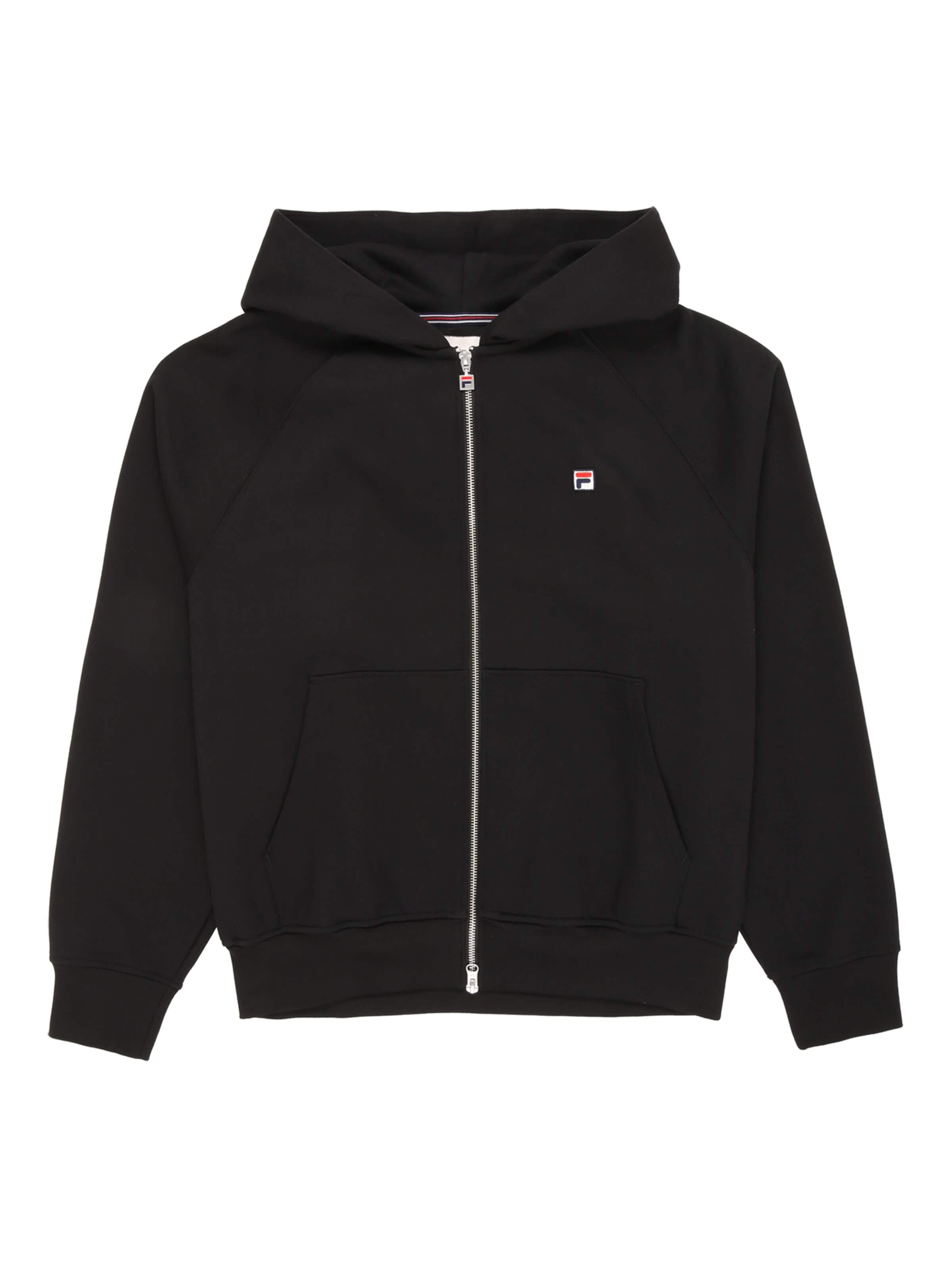 FILA Sweatvest 'BORNO oversized raglan 2-way zip hoodie' in Zwart
