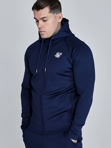 SikSilk Sweatjacke 'Essentials Poly FullZip Hoodie' in Blau: Vorderseite