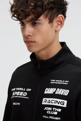CAMP DAVID Zip-Up Hoodie in Black