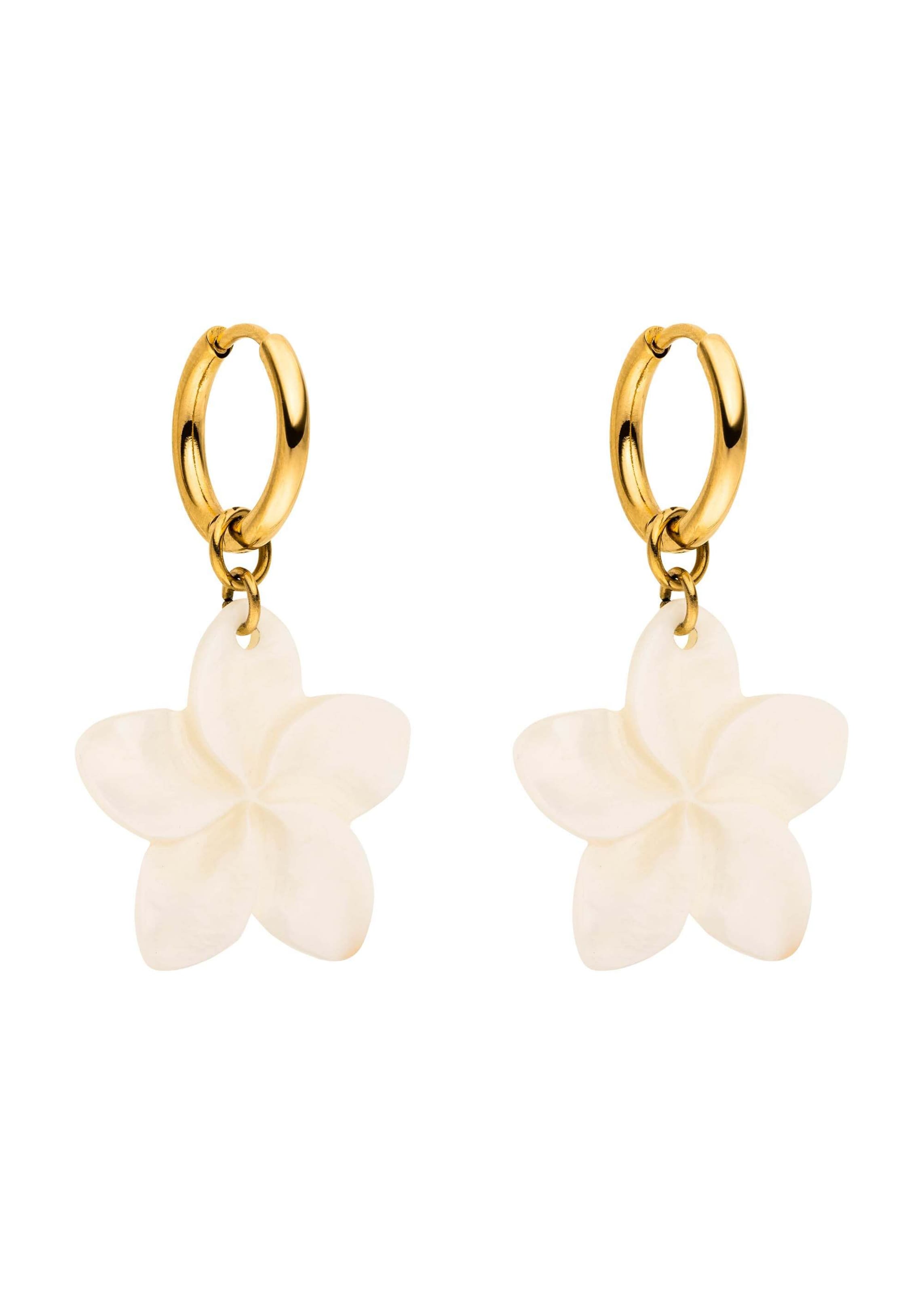 PURELEI Boucles d'oreilles 'Plumeria' en One Size en or / abricot, Vue avec produit