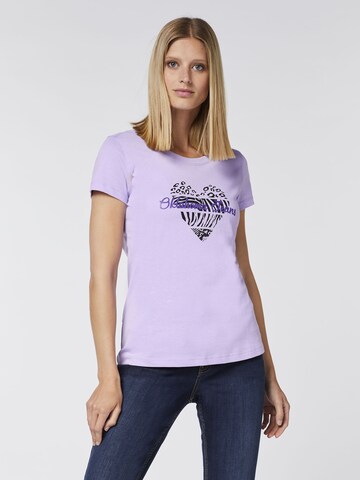 Oklahoma Jeans T-Shirt ' mit Herz-Motiv und Logo-Schriftzug ' in Lila: predná strana