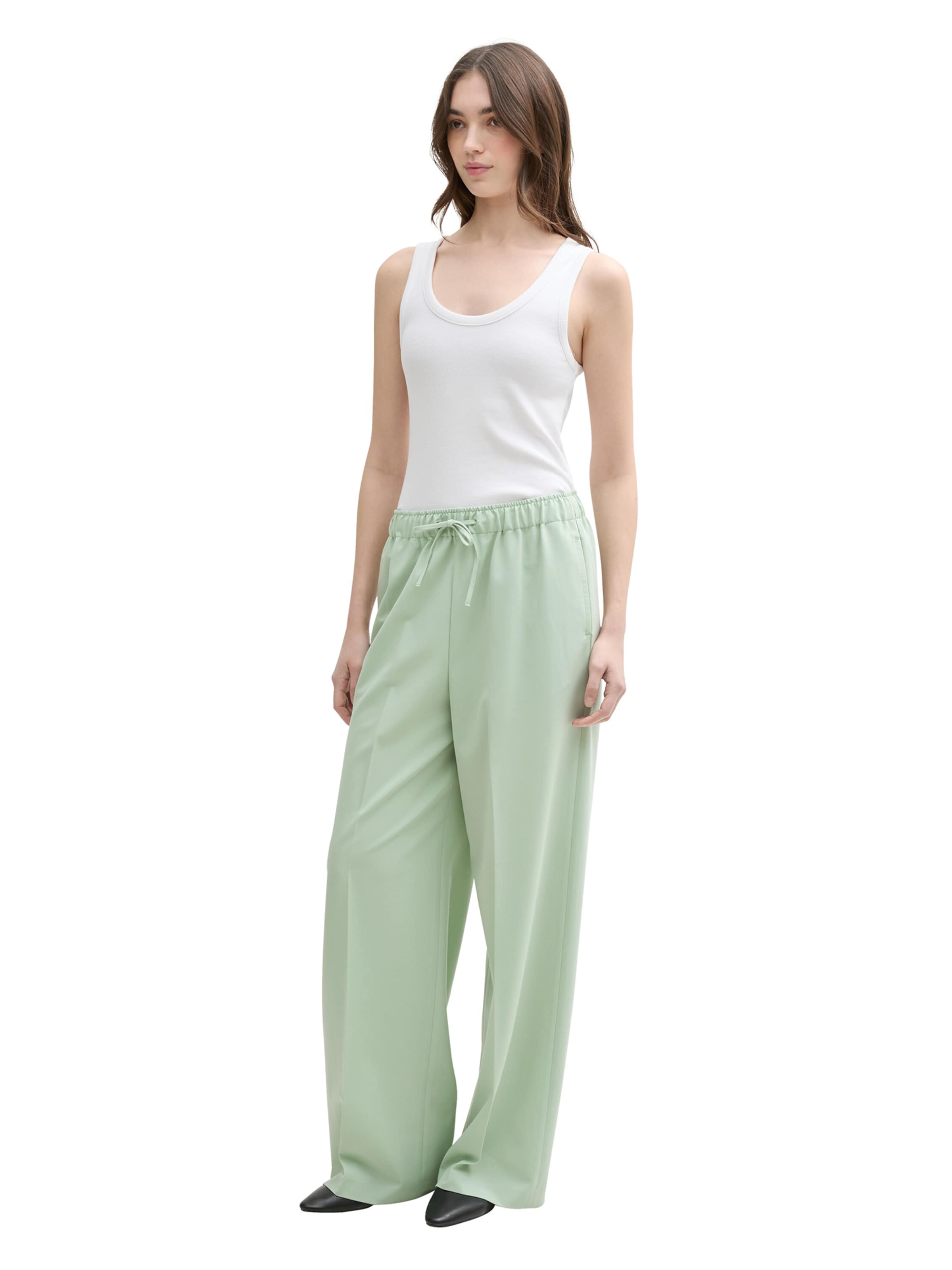 žalia TOM TAILOR DENIM Laisvas Kelnės su kantu