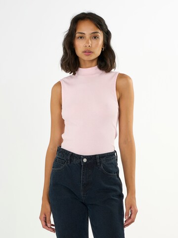 KnowledgeCotton Apparel Top in Roze: voorkant