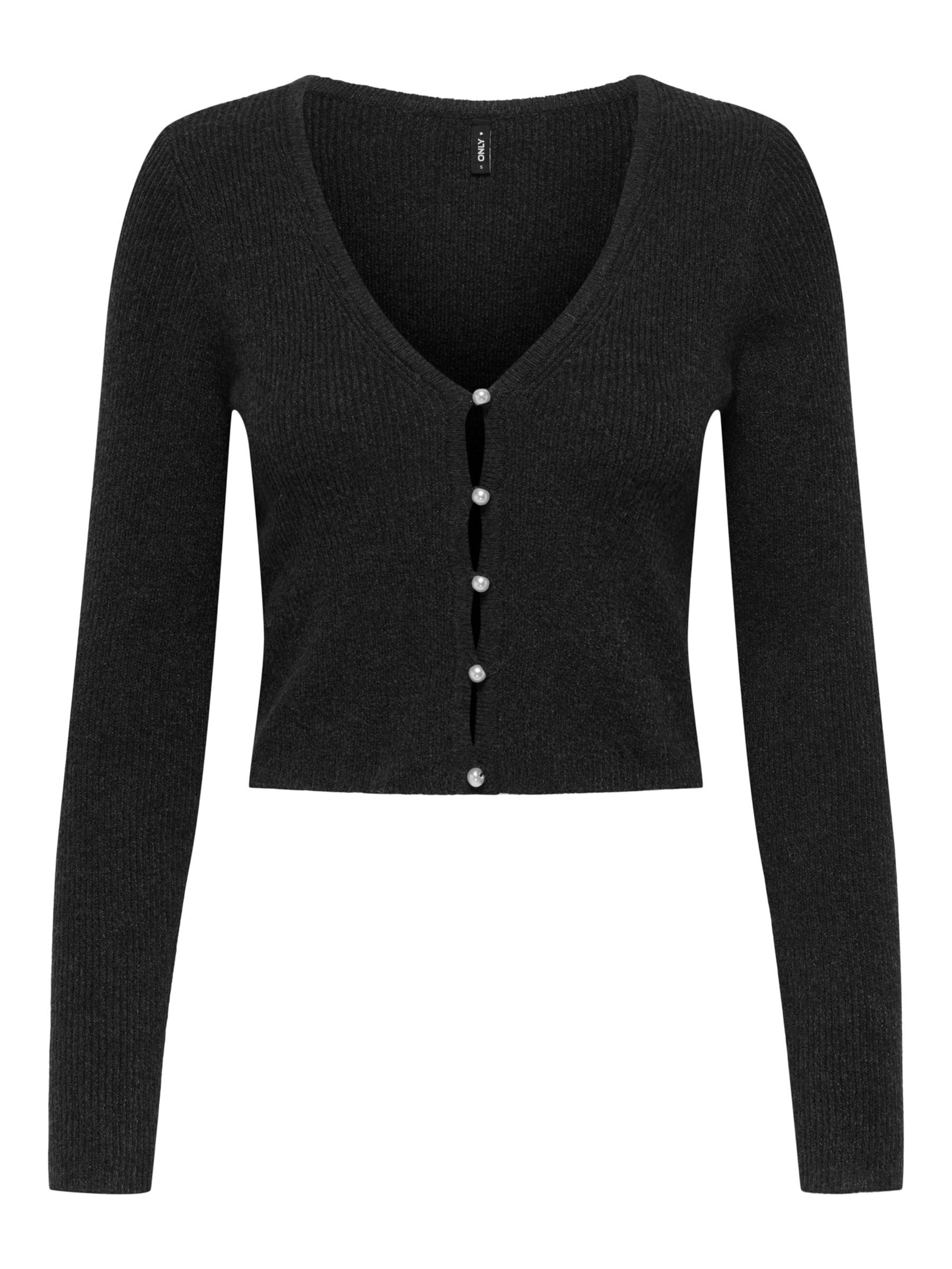 ONLY Gebreid vest 'ONLRica' in Zwart: voorkant