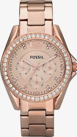 FOSSIL Analoog horloge 'Riley' in Goud: voorkant