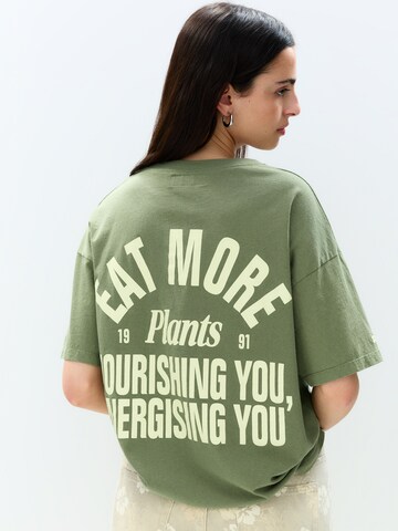 T-shirt Pull&Bear en vert : devant