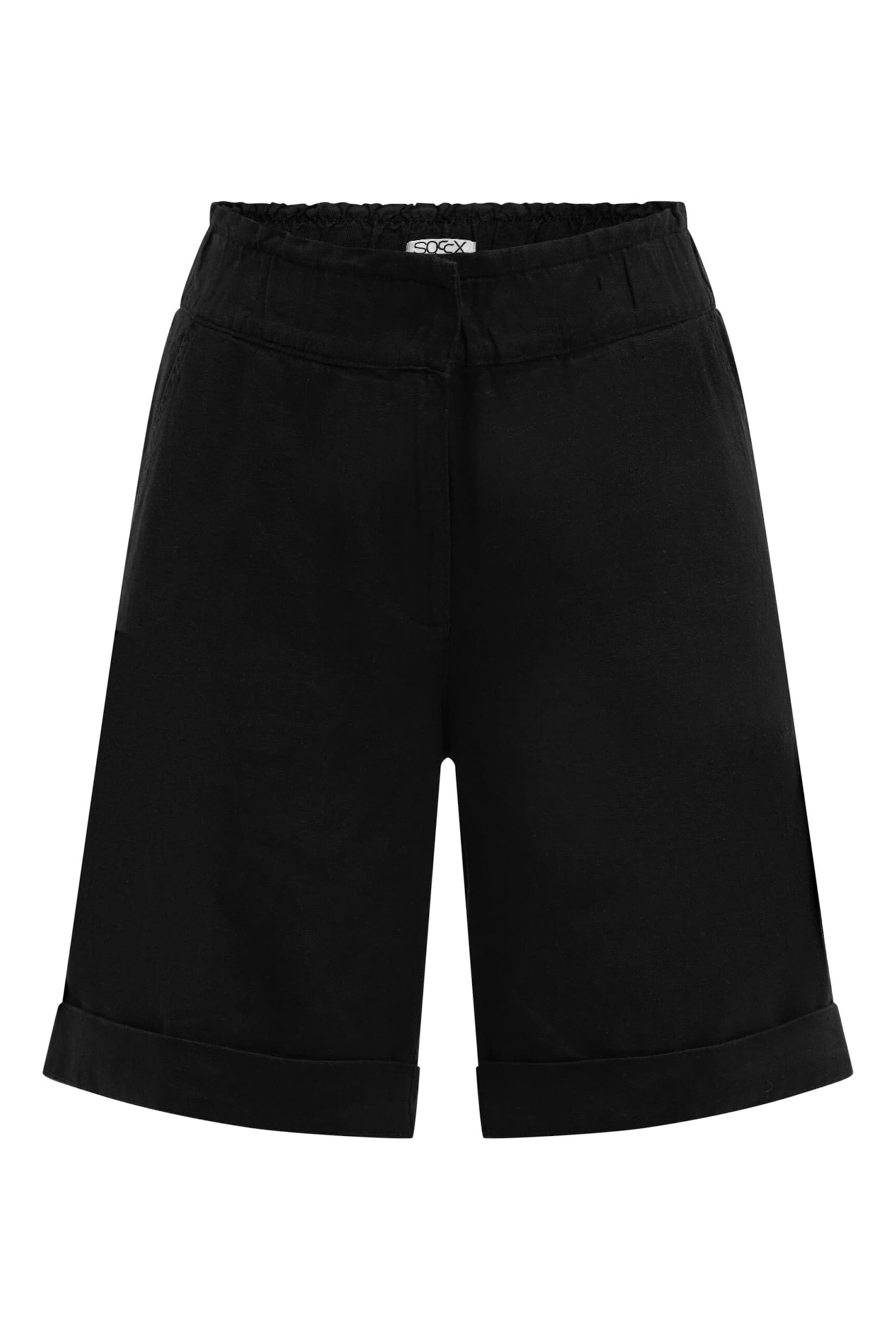 Soccx Regular Shorts aus Leinen-Mix in Schwarz: Vorderseite