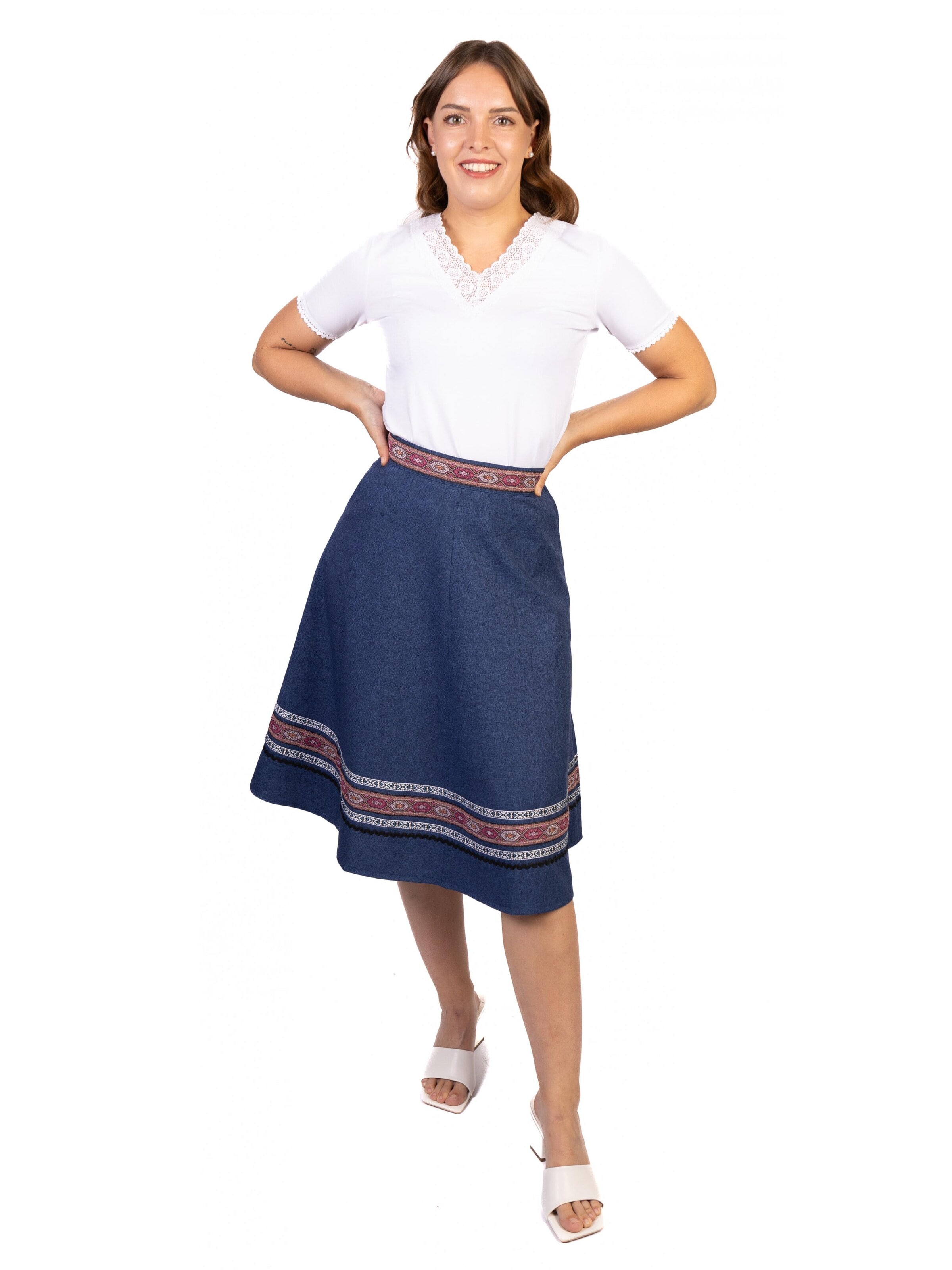 Trachtl Trachtenrock 'Anna Marie Petrolblau'‌‌‌‌‌‌‌‌ in Blau: Vorderseite