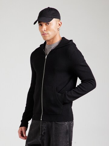 JACK & JONES Knit cardigan 'JCOCALEB' in Black: front