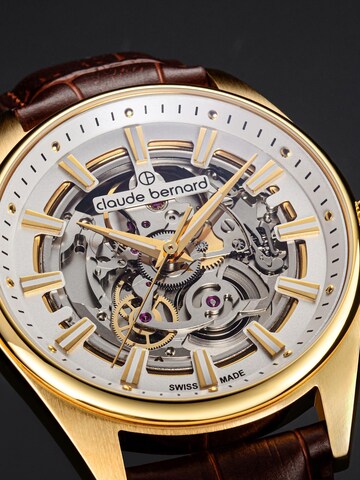 Claude Bernard Analog Watch 'Proud Heritage Automatic Skeleton' in Gold