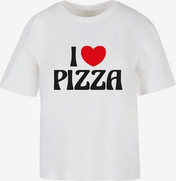 Maglietta 'Pizza Love' di Miss Tee in bianco: frontale