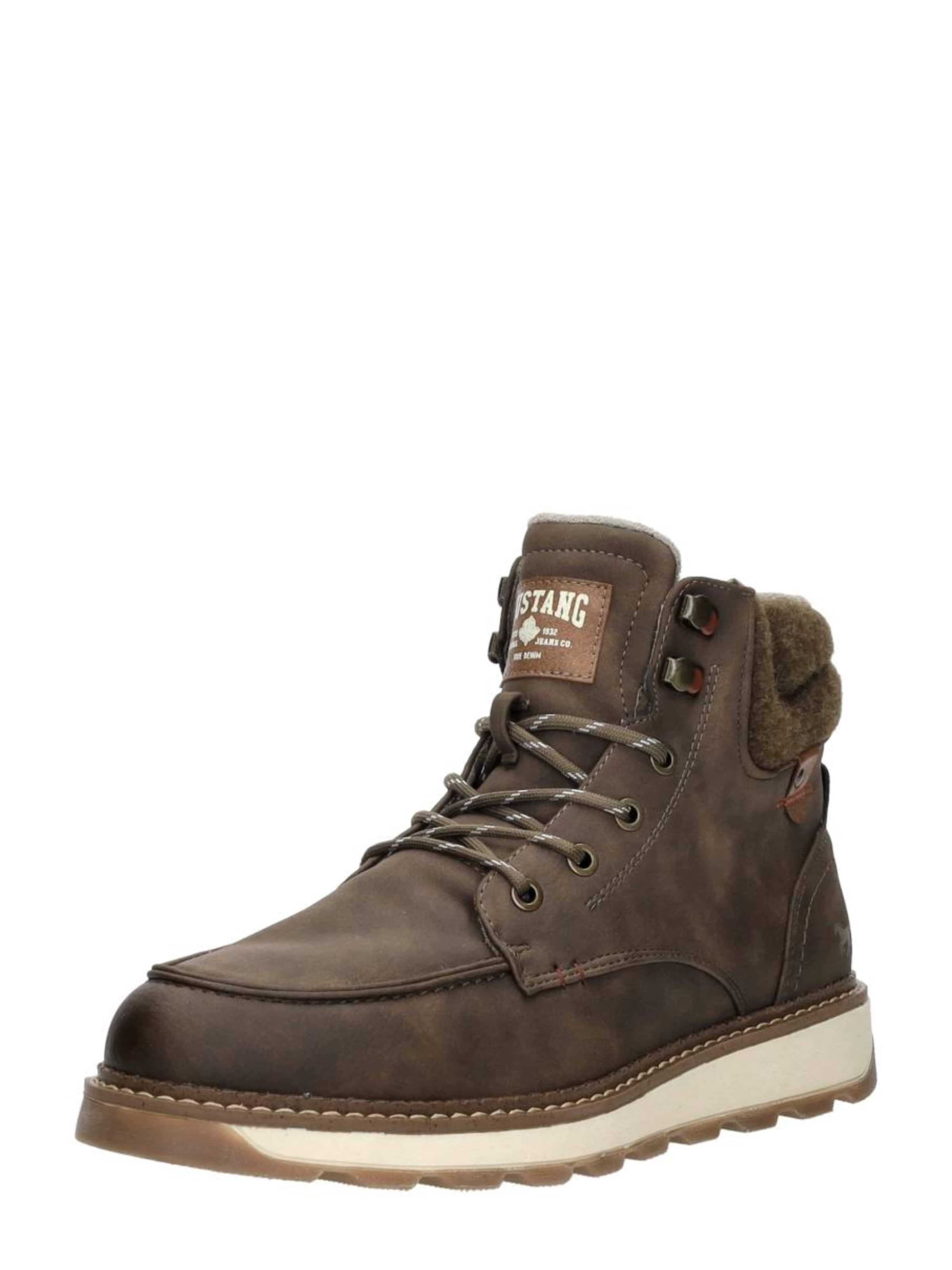 MUSTANG Lace-Up Boots 'Veterschoenen Hoog' in Brown: front