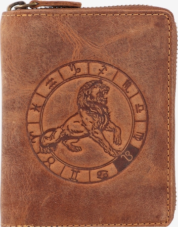 Portamonete 'Vintage 821A Sternzeichen' di GREENBURRY in marrone: frontale