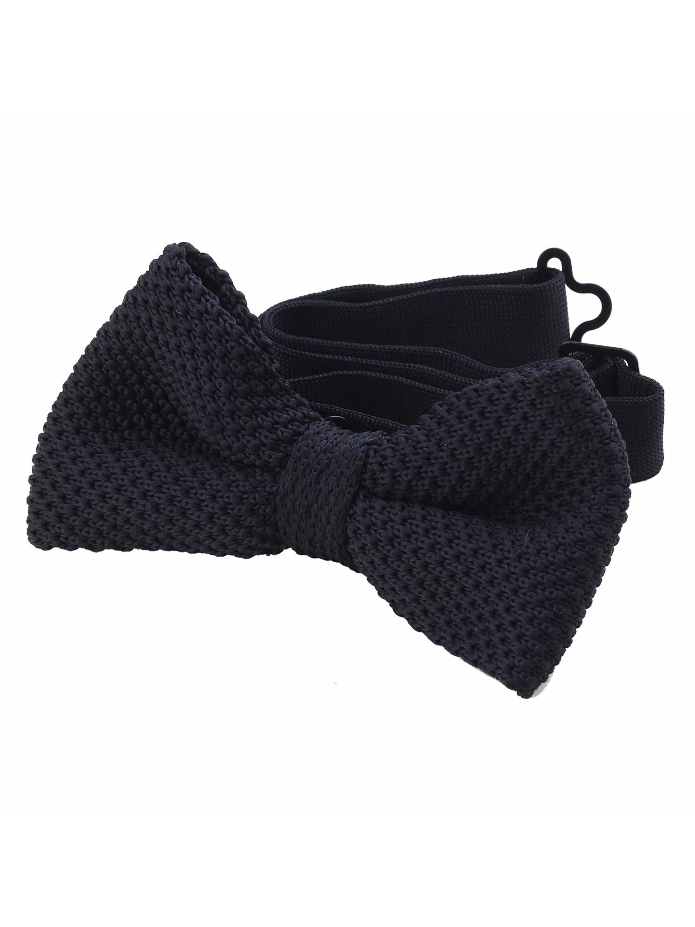 DonDon Bow Tie 'DonDon Herren Strick Fliege gebunden und längenverstellbar 11 x 6 cm dunkelblau-gelb' in One size in Black, Item view