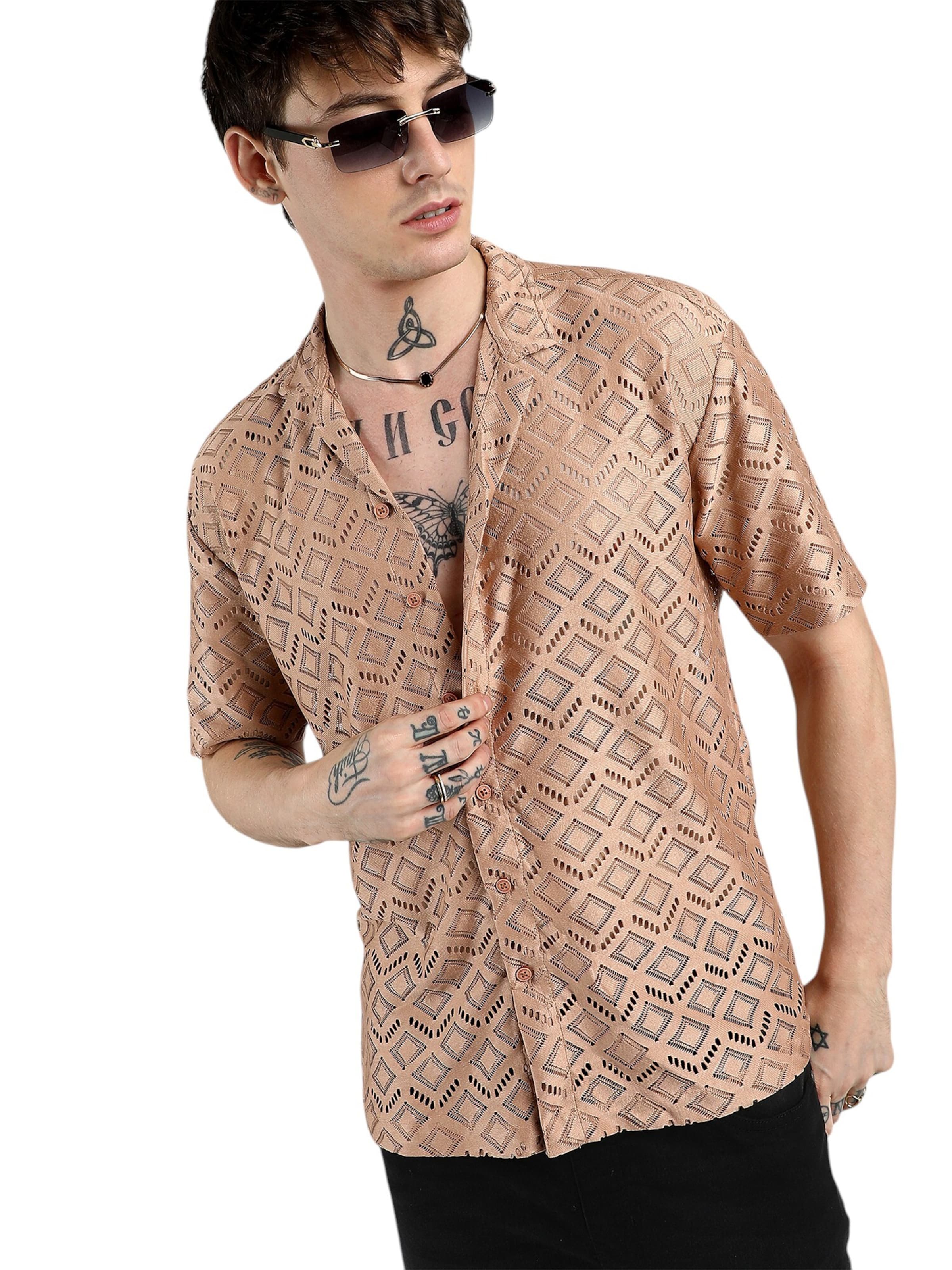 Campus Sutra Средняя посадка Рубашка 'Tamsyn' в Коричневый