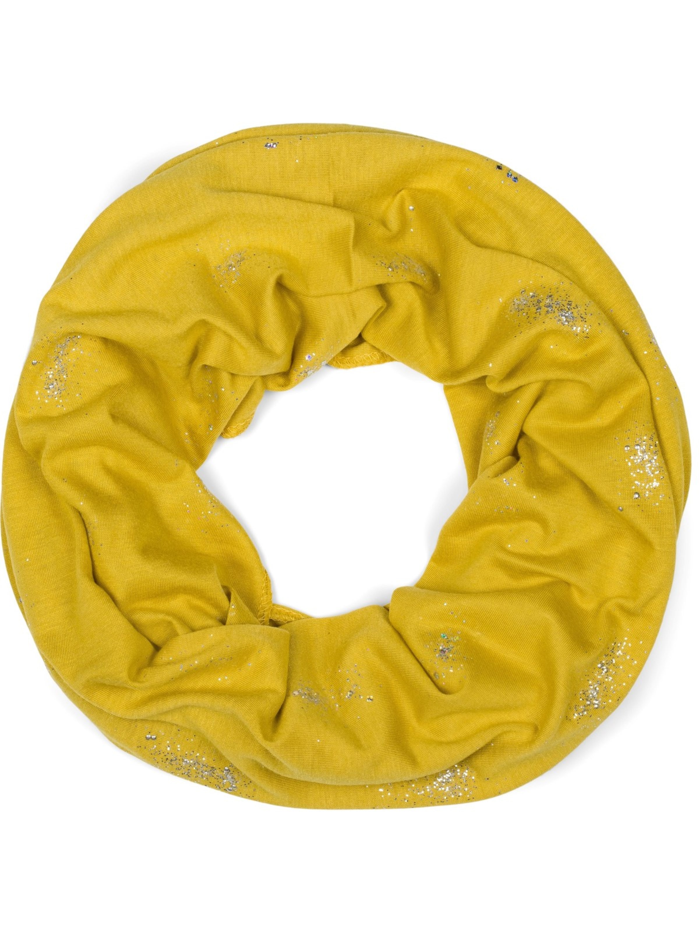 styleBREAKER Tube Scarf 'Loop Schal mit Glitzer und Pailletten Punkte' in Yellow: front