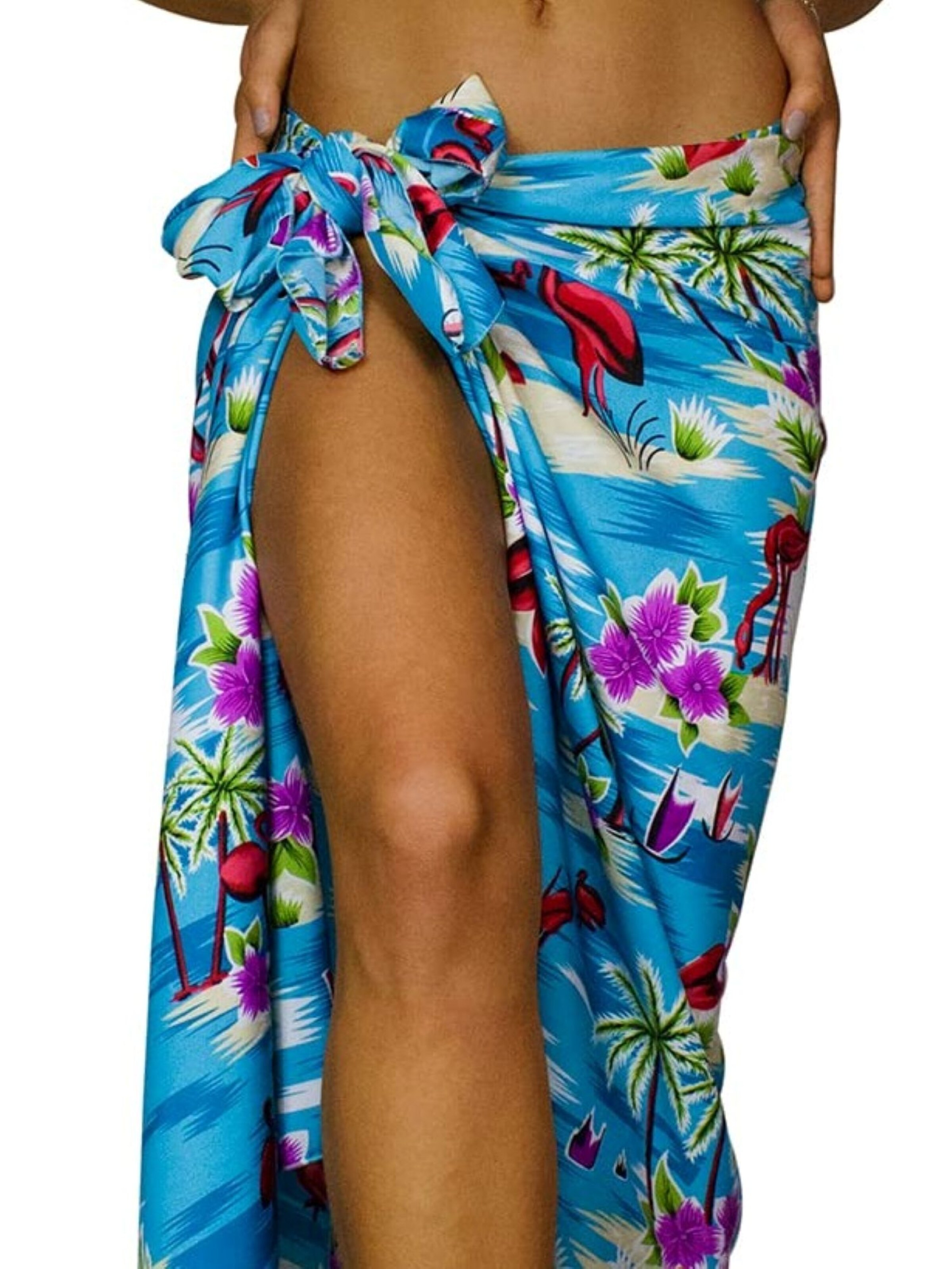 King Kameha Wrap 'Flamingos' in Blue