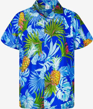 King Kameha Shirt 'Pineapple Leaves' in Blau: Vorderseite