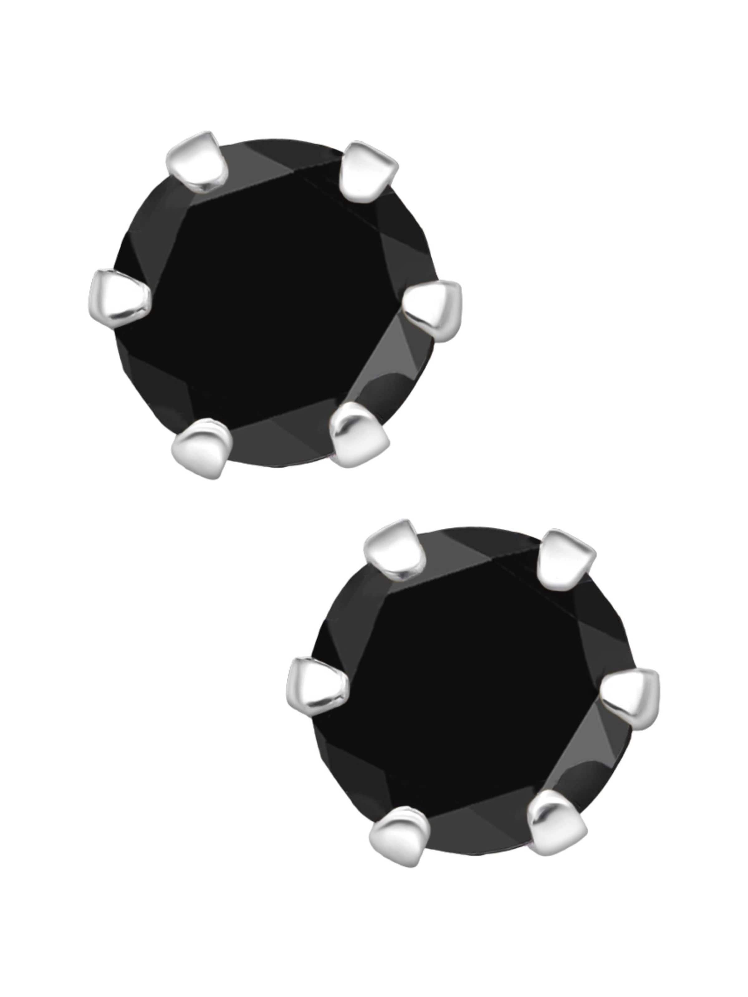 Boucles d'oreilles 'Silberne Runde 5 mm Ohrstecker mit Kristallen' Maxte en noir
