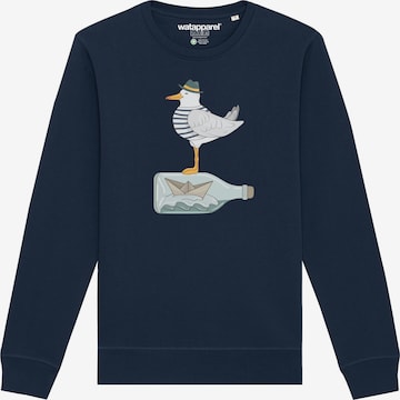 Sweat-shirt ' Möwe mit Hut ' Watapparel en bleu : devant