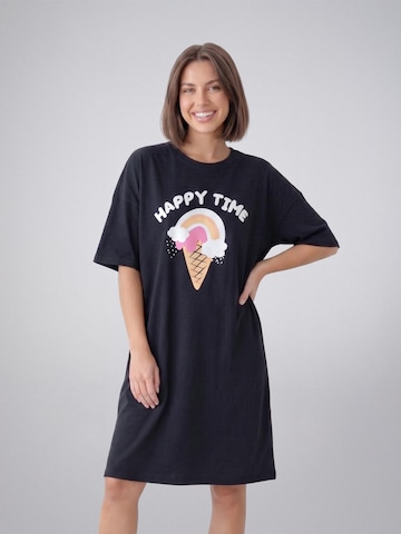 LEAFLETIC Oversizekleid 'Leafletic Women’s Oversize T-Shirt'‌‌ in Schwarz