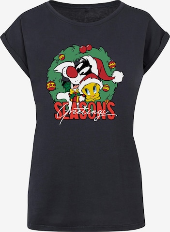 ABSOLUTE CULT Shirt 'Looney Tunes - Seasons Greetings' in Blauw: voorkant
