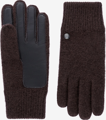 Mezzoguanti 'FELTED WOOL' di Roeckl in marrone: frontale