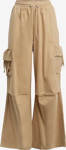 Influencer Wide Leg Gargohousut 'Drawstring' värissä ruskea: etupuoli
