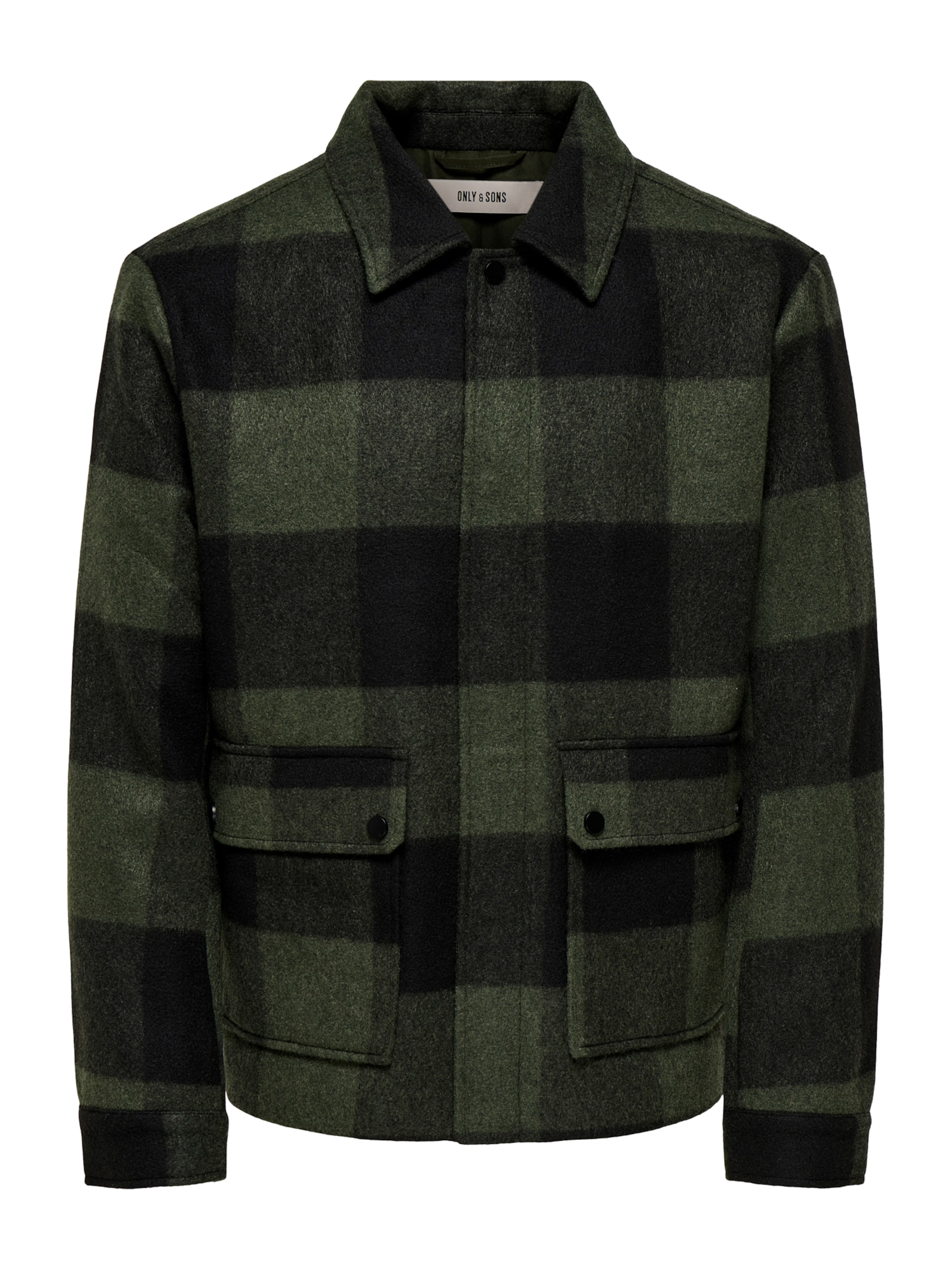 Demisezoninė striukė 'ONSCONNOR' iš Only & Sons, spalva – tamsiai žalia / juoda, Prekių apžvalga