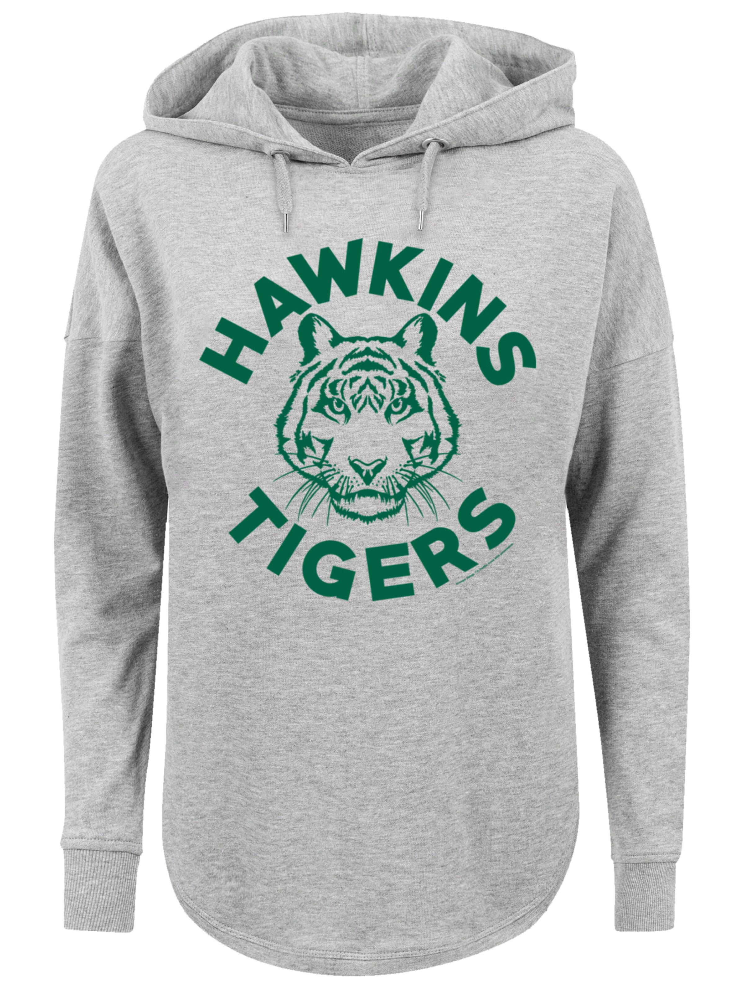 Sweat-shirt 'Stranger Things Hawkins Tigers Netflix TV Series' F4NT4STIC en gris : devant