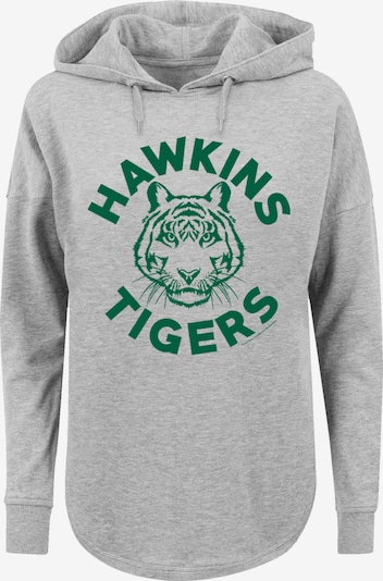 F4NT4STIC Sweatshirt 'Stranger Things Hawkins Tigers Netflix TV Series' in graumeliert / dunkelgrün, Produktansicht
