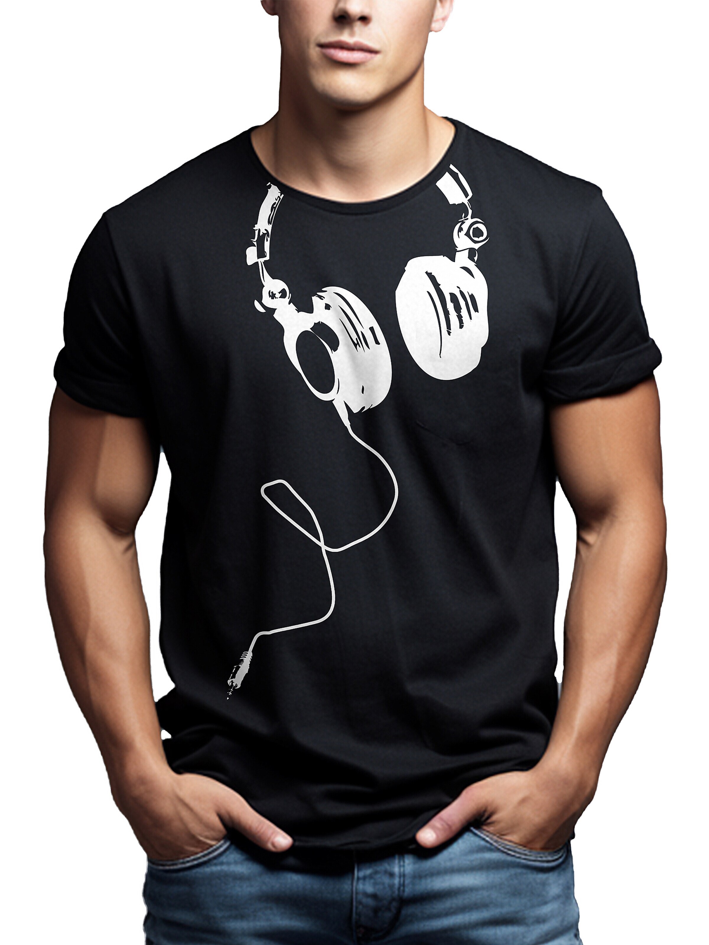 MAKAYA Shirt 'Kopfhörer' in Black