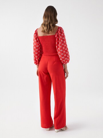 Salsa Jeans Wide leg Bandplooibroek in Rood