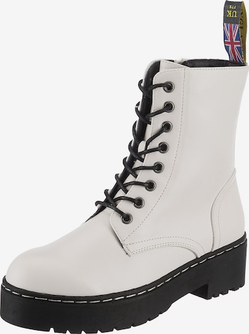 Lynfield Lace-Up Ankle Boots in White: front