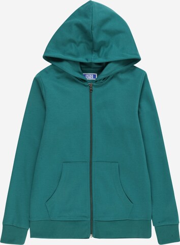 Jack & Jones Junior Zip-Up Hoodie in Green: front