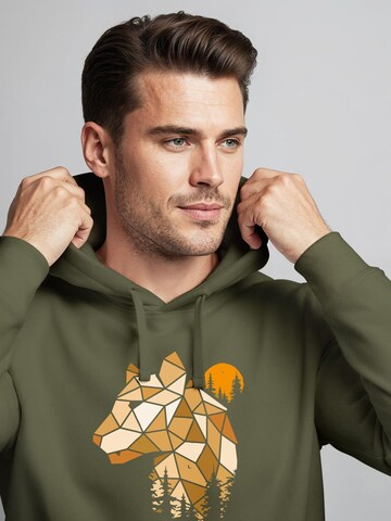 Neverless Sweatshirt 'Luchs Polygon'‌‌‌‌‌‌ in Grün