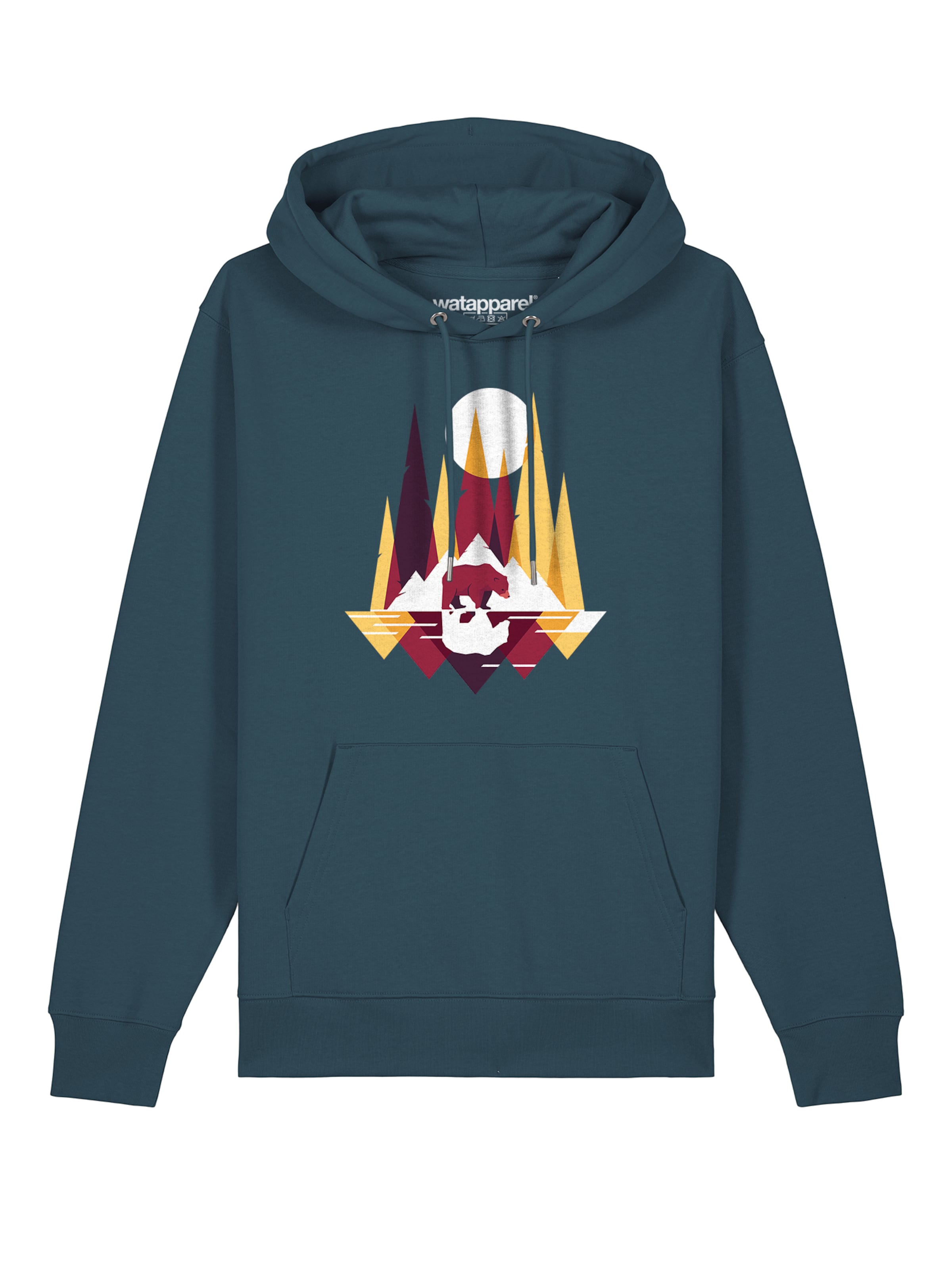 Sweat-shirt ' Von Bären und Bergen ' Watapparel en bleu : devant