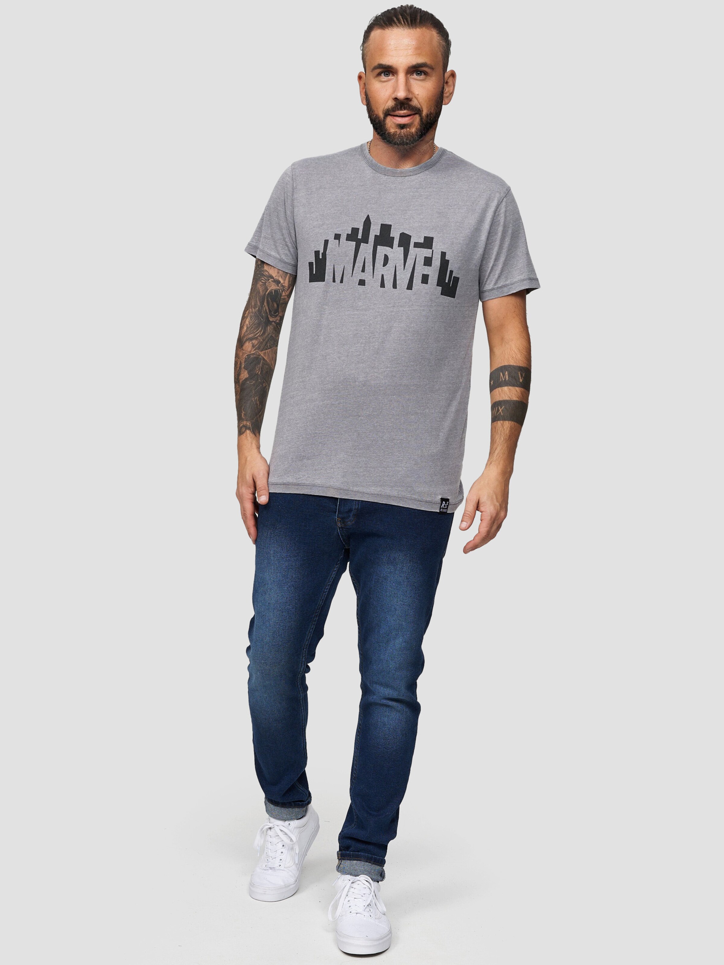 Männer Shirts Recovered T-Shirt 'Marvel City Logo' in Grau - YG29539