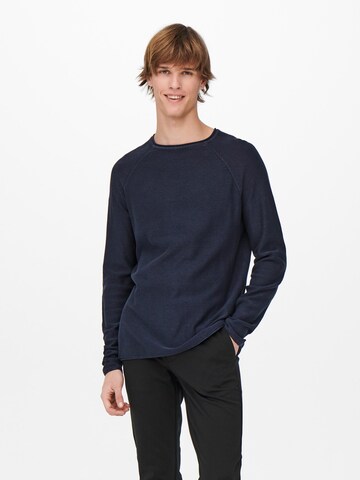 Coupe regular Pull-over 'Dextor' Only & Sons en bleu : devant