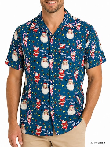Regular fit Camicia 'Christmas Candycane' di King Kameha in blu