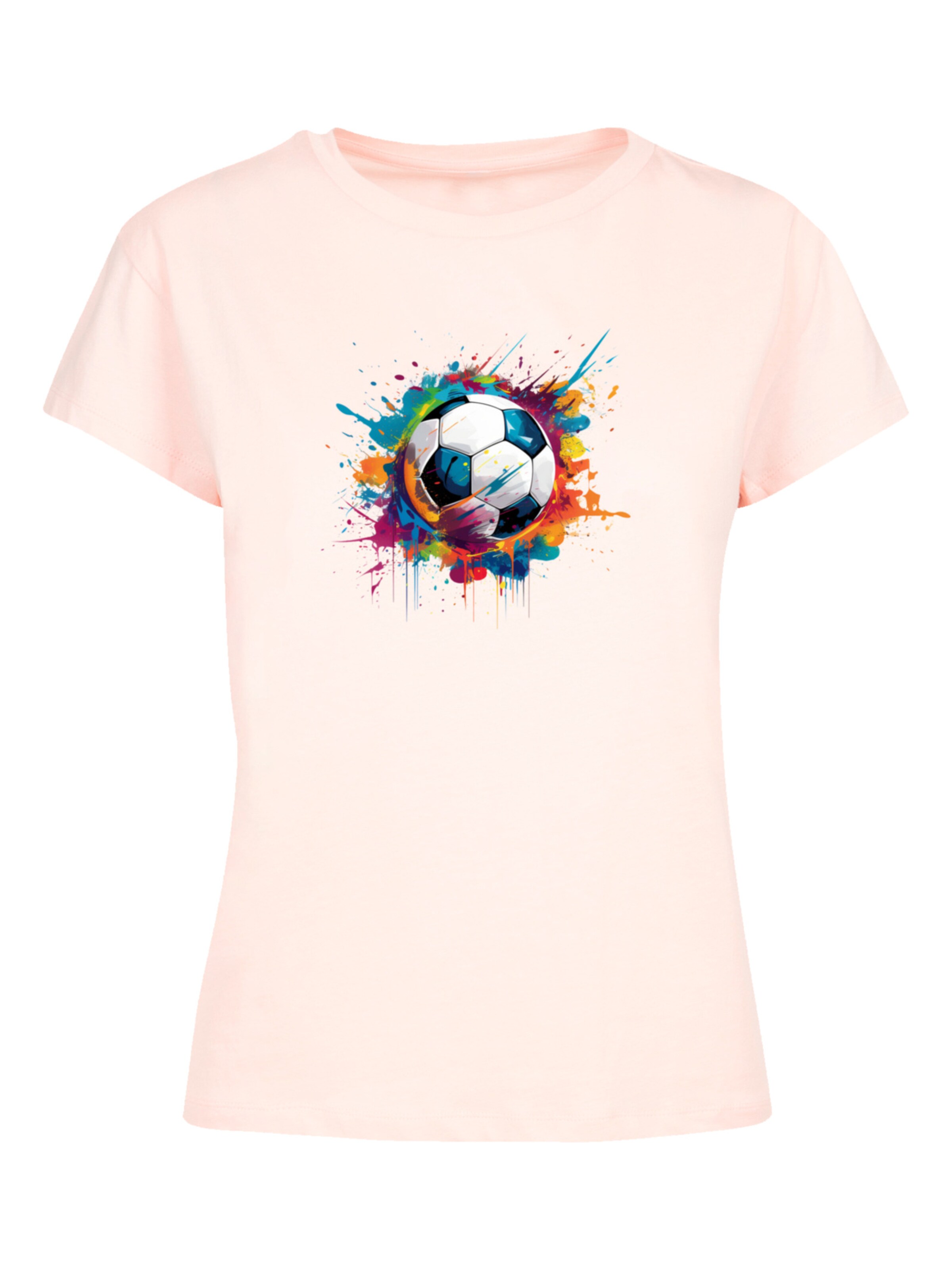 F4NT4STIC Shirt 'Bunte Fußball Grafik' in Roze: voorkant