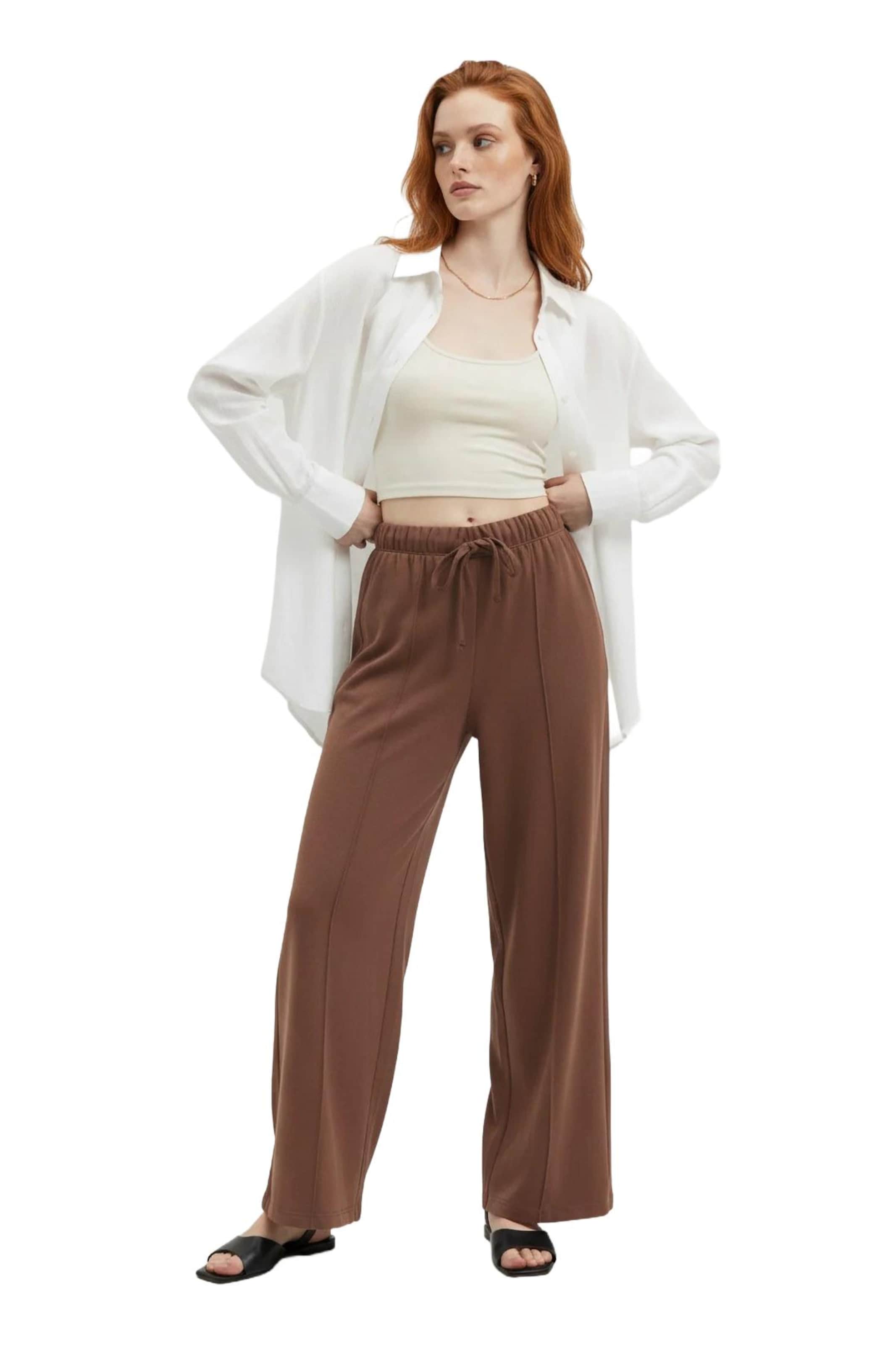 No Matter What Wide leg Trousers in Brown
