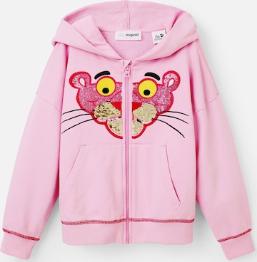 Desigual Zip-Up Hoodie in Pink: front